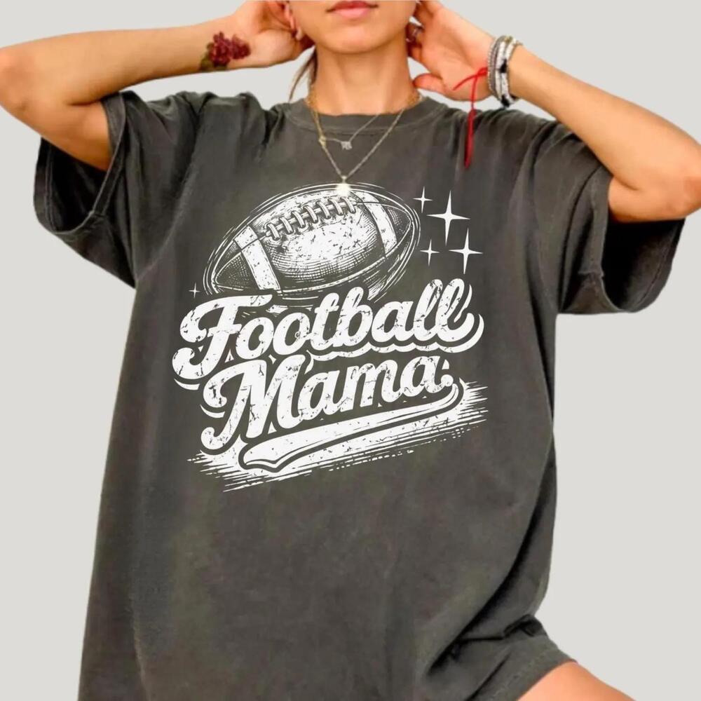 S Football Mama T-Shirt Retro Sports Mom Tee Football Shirt